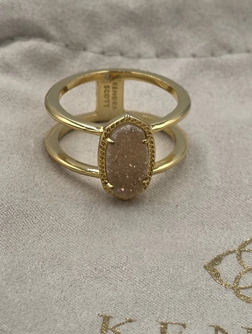 Kendra Scott Elyse Gold Iridescent‎ Drusy Size 10 New